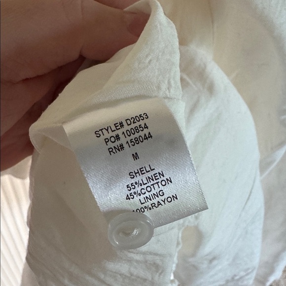 Lena White Linen mini dress NWOT Size Medium Puff Sleeve - Picture 6 of 6